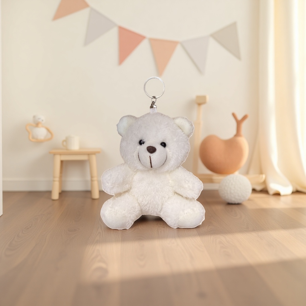 White plush bear pendant, cute plush toy keychain, car bag decoration Specification image