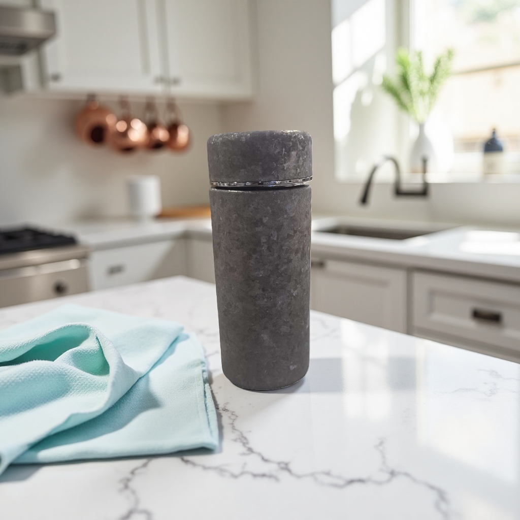 The main body of the grey textured water cup and the ceramic insulated cup accessories are replaceable details Picture