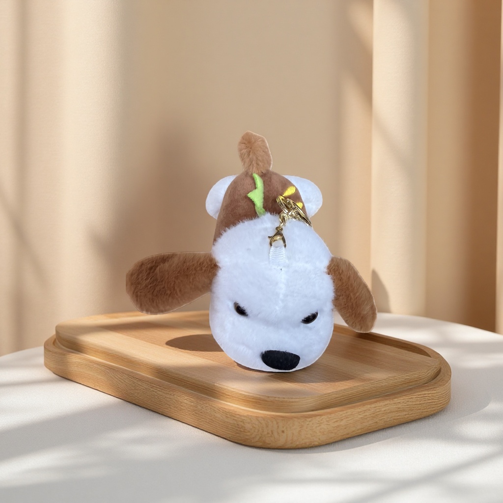 Plush toy dog pendant, cute pet keychain, car decoration