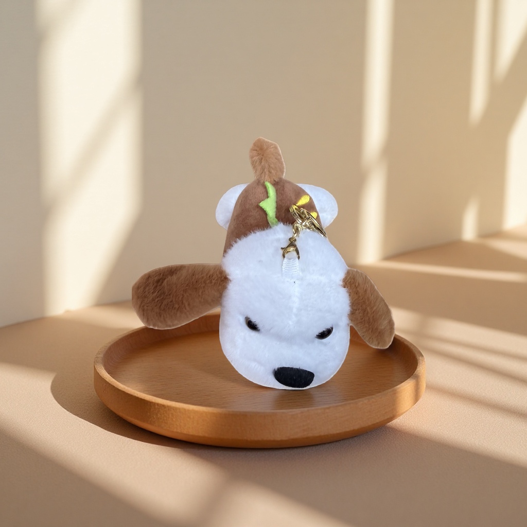 Plush toy dog pendant, cute pet keychain, car decoration details Picture