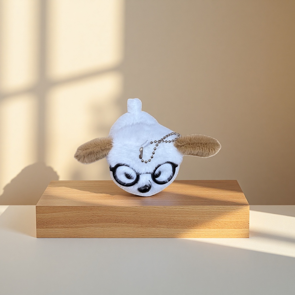 Plush toy with glasses, white little animal pendant, cute and adorable keychain Application Scenario