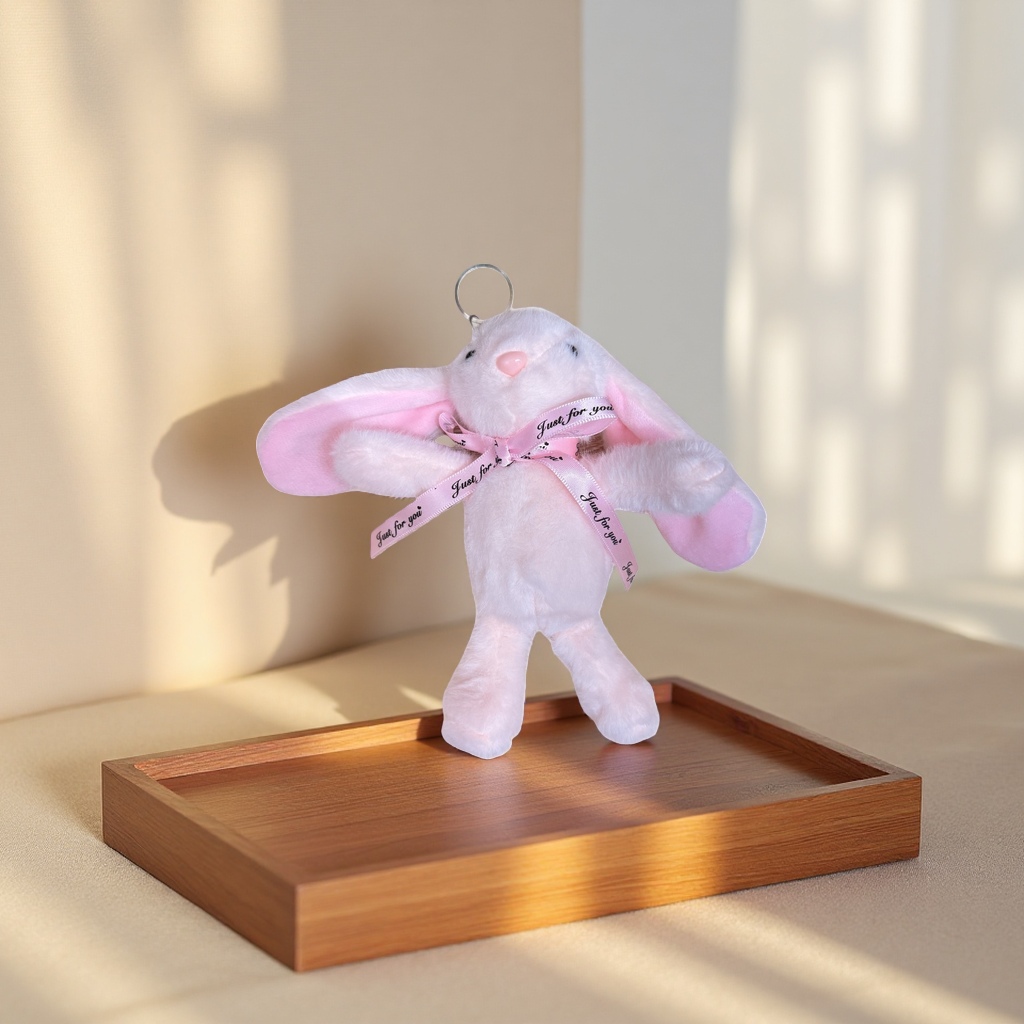 Pink plush rabbit pendant, cute keychain, car bag decoration small gift Application Scenario