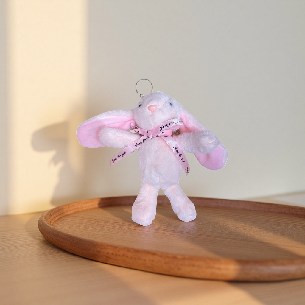 Pink plush rabbit pendant, cute keychain, car bag decoration small gift Specification image