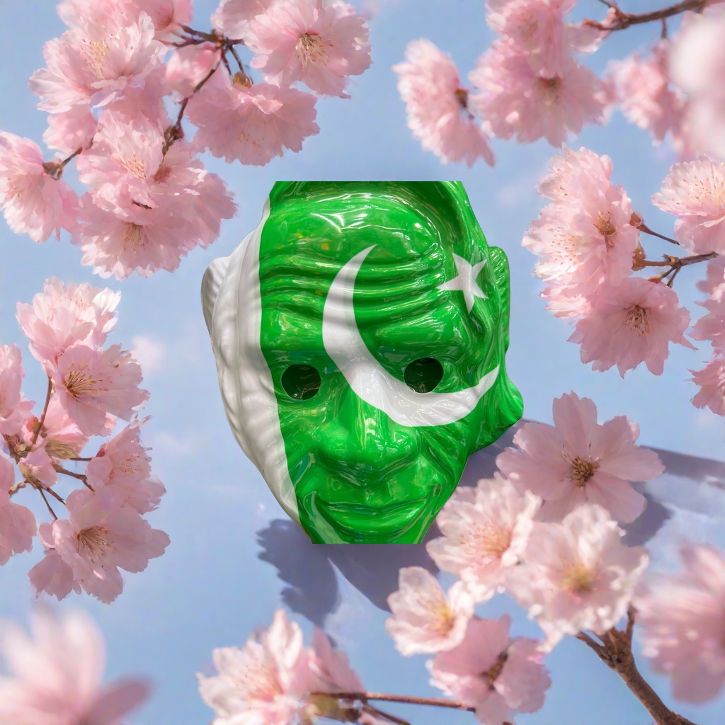 A breathable and comfortable cosplay prop with a realistic printed mask featuring the flag pattern of Pakistan details Picture