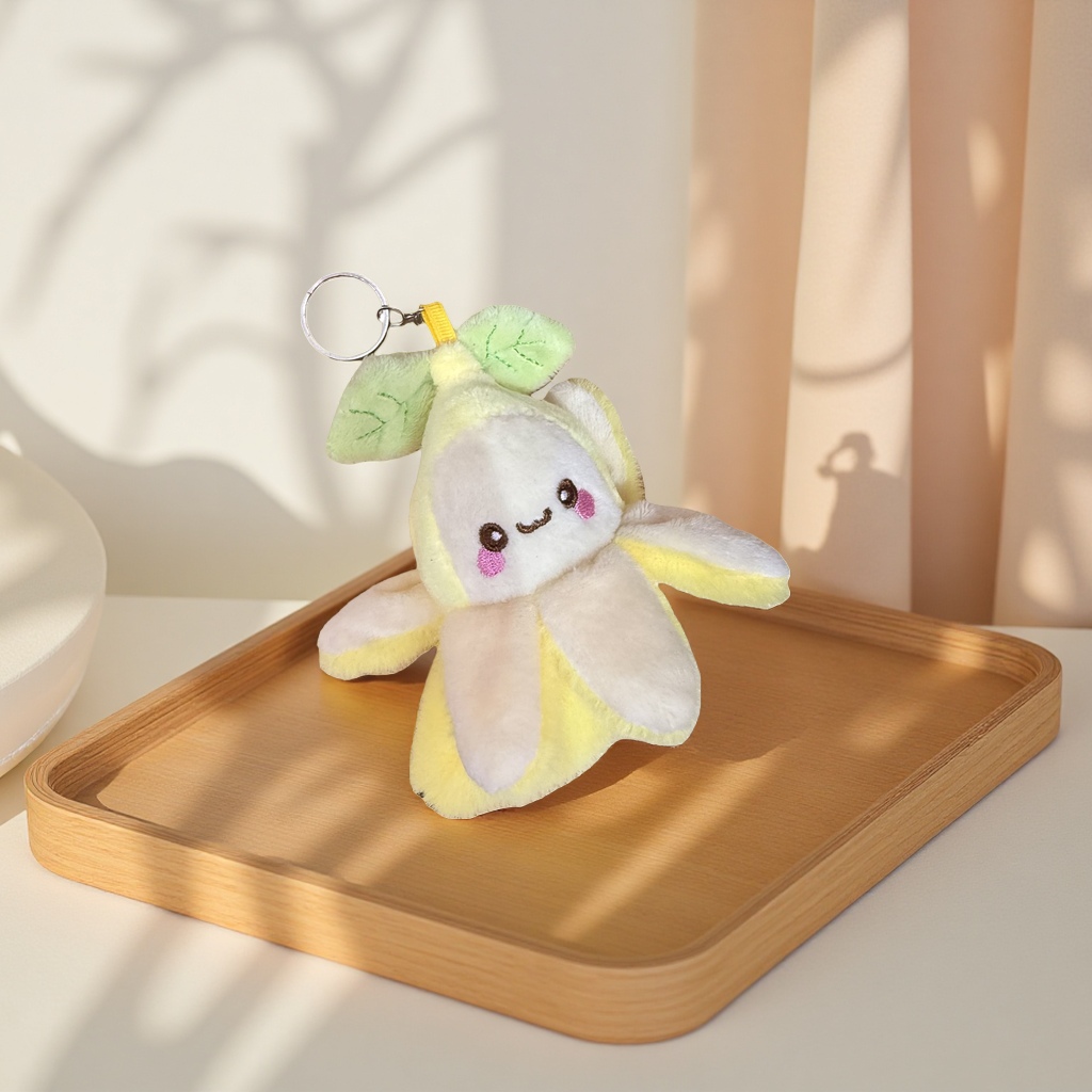 A cute and soft banana-shaped plush toy pendant for home decoration, a car keychain Application Scenario