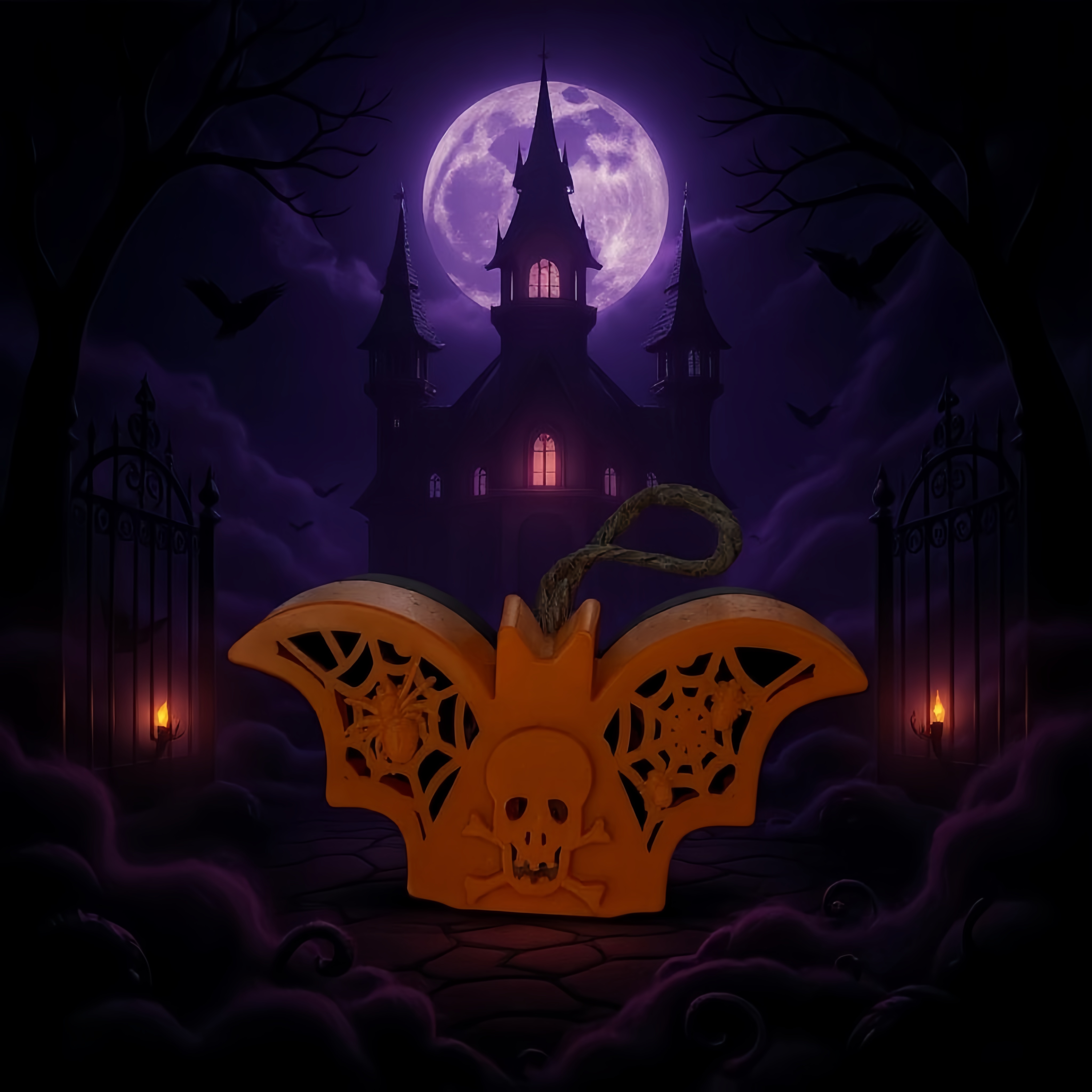 The main body of the orange bat-shaped decorative item is a funny holiday home decoration Specification image