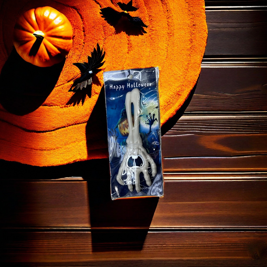 Halloween-themed skeleton hand-shaped spoons, stainless steel creative tableware, festival party supplies details Picture