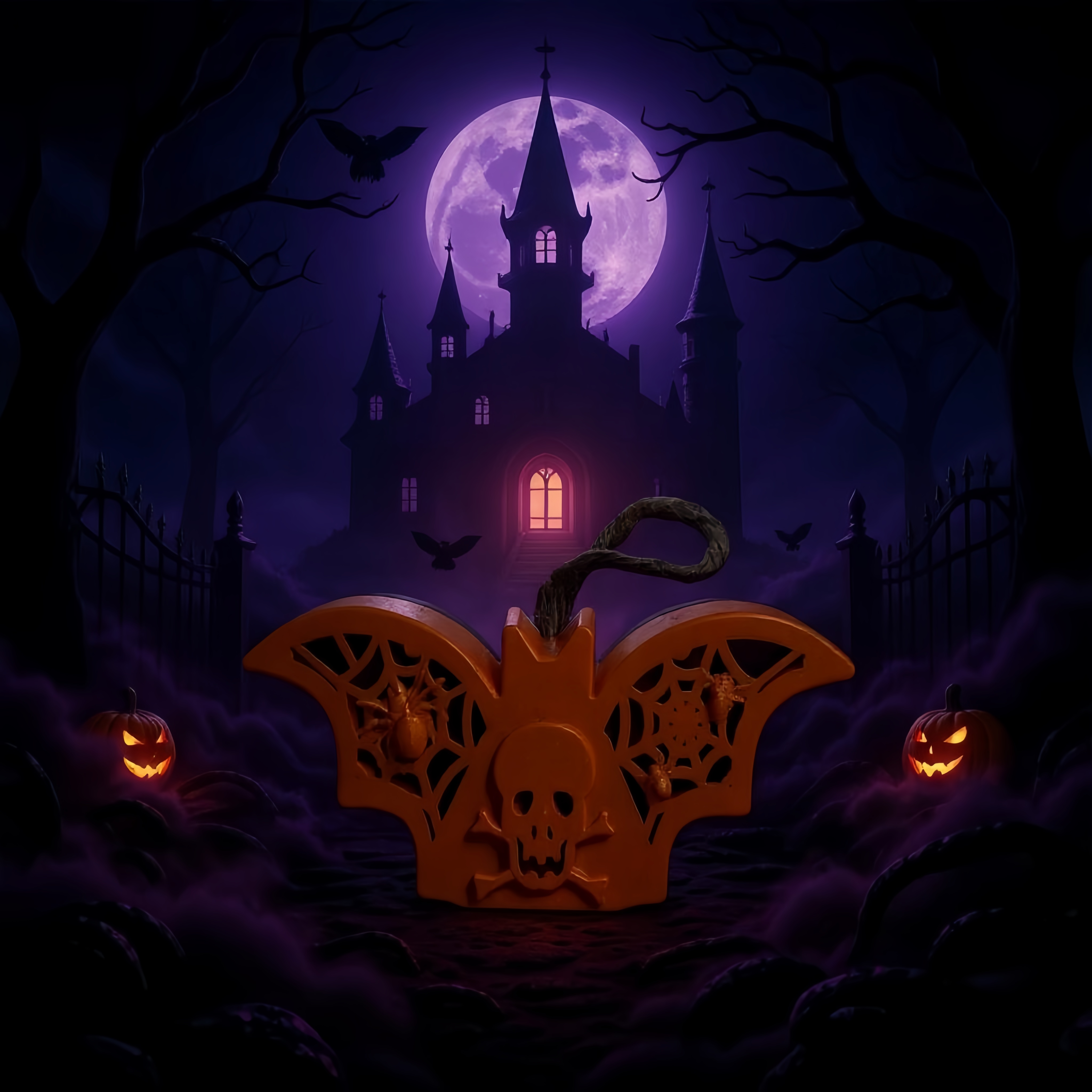 The main body of the orange bat-shaped decorative item is a funny holiday home decoration details Picture