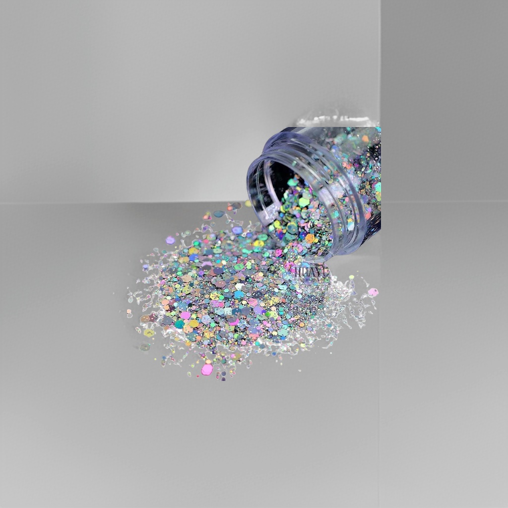 DIY handcrafted decorative materials for colored hexagonal sequined transparent plastic bottles