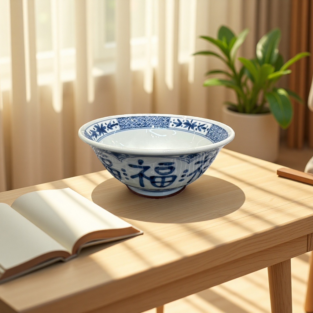 Blue and white porcelain bowl, ceramic household tableware bowl, Chinese retro rice bowl for holding rice bowls Application Scenario