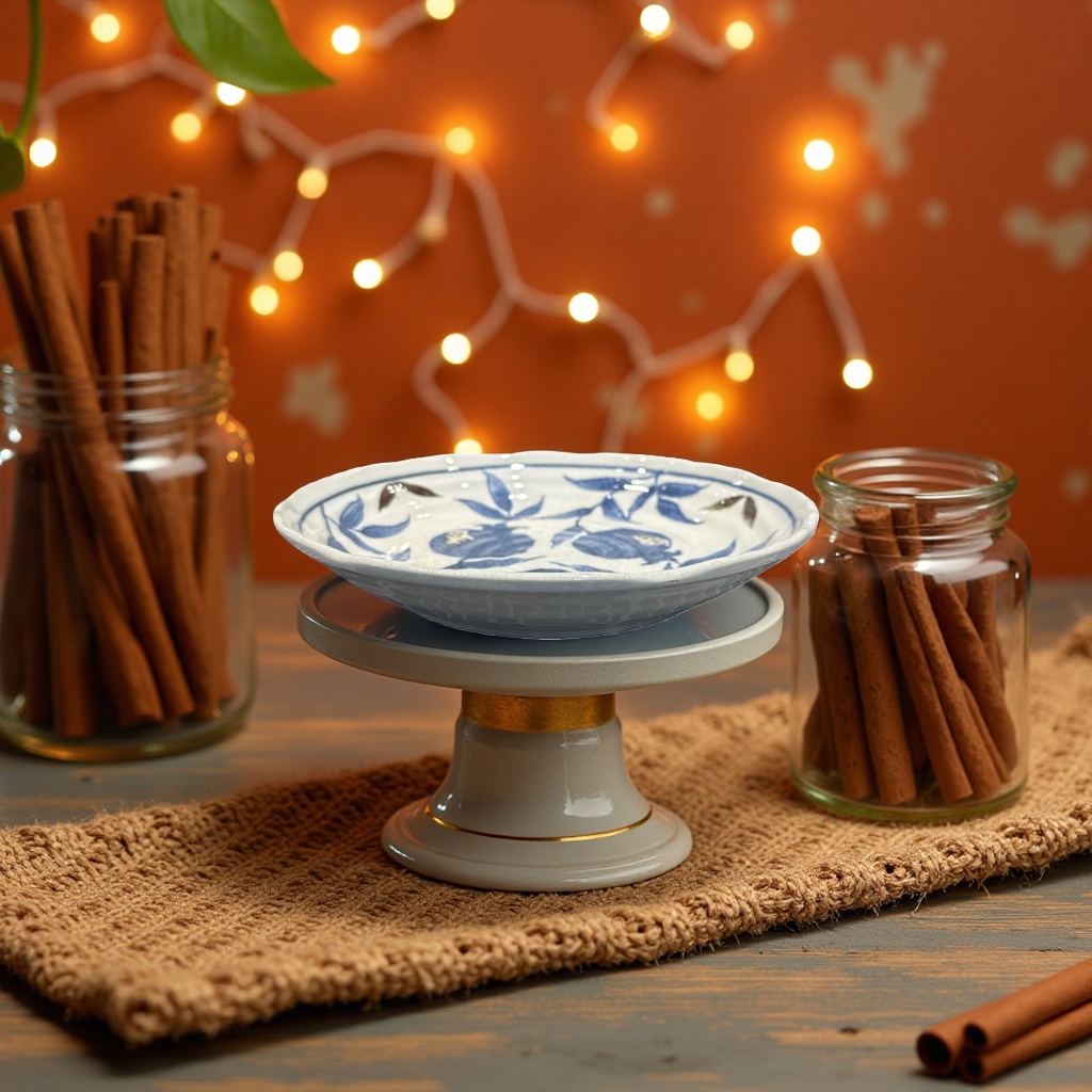 Blue and white porcelain patterned ceramic plates, household tableware, round dinner plates Specification image