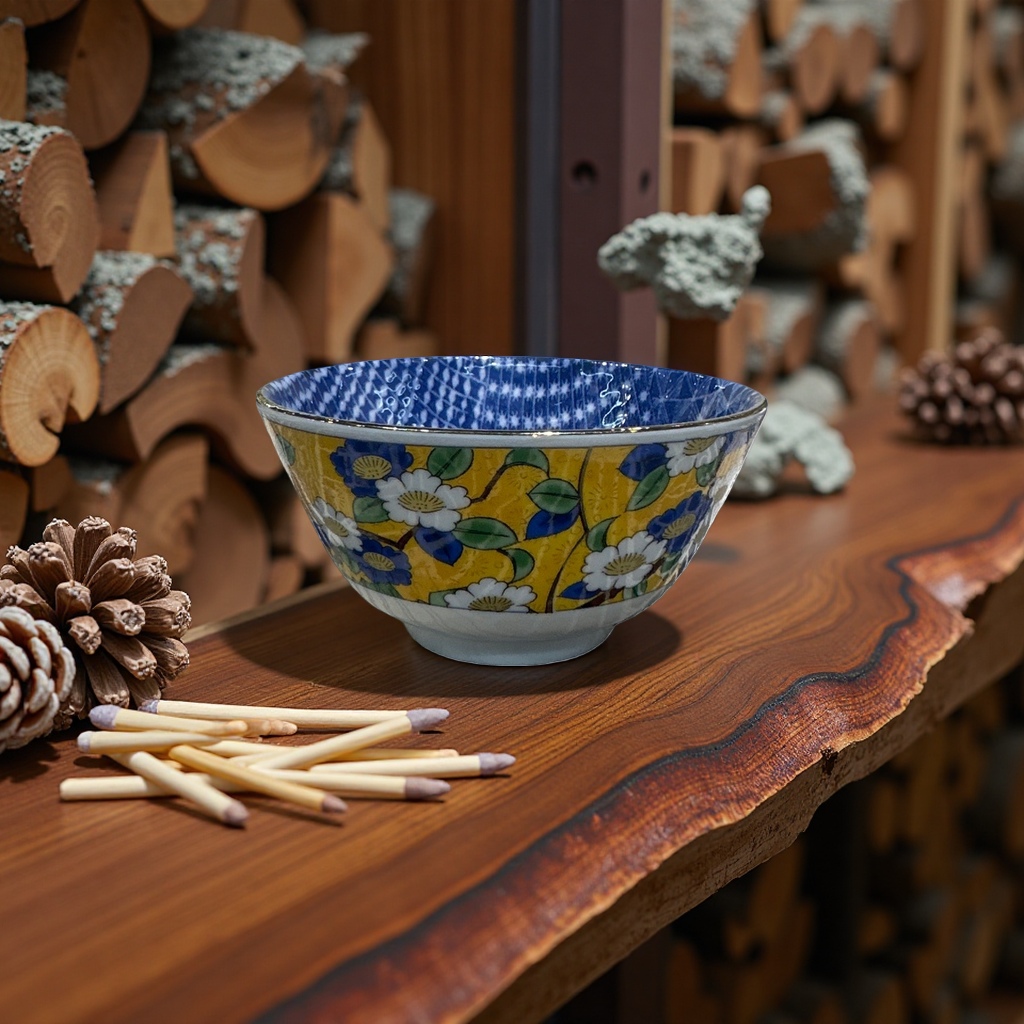 Colorful floral patterns + bowl details Picture