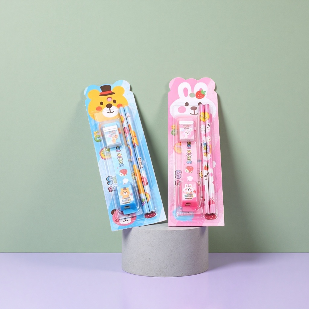 可爱卡通文具套装 铅笔 橡皮擦 尺子 学生用品 课堂必备