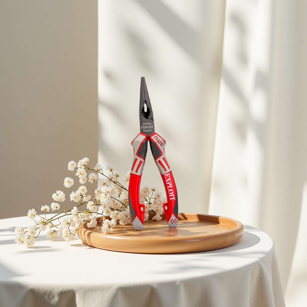 Red handle pliers, tool pliers, multi-functional wire pliers, 8-inch Specification image