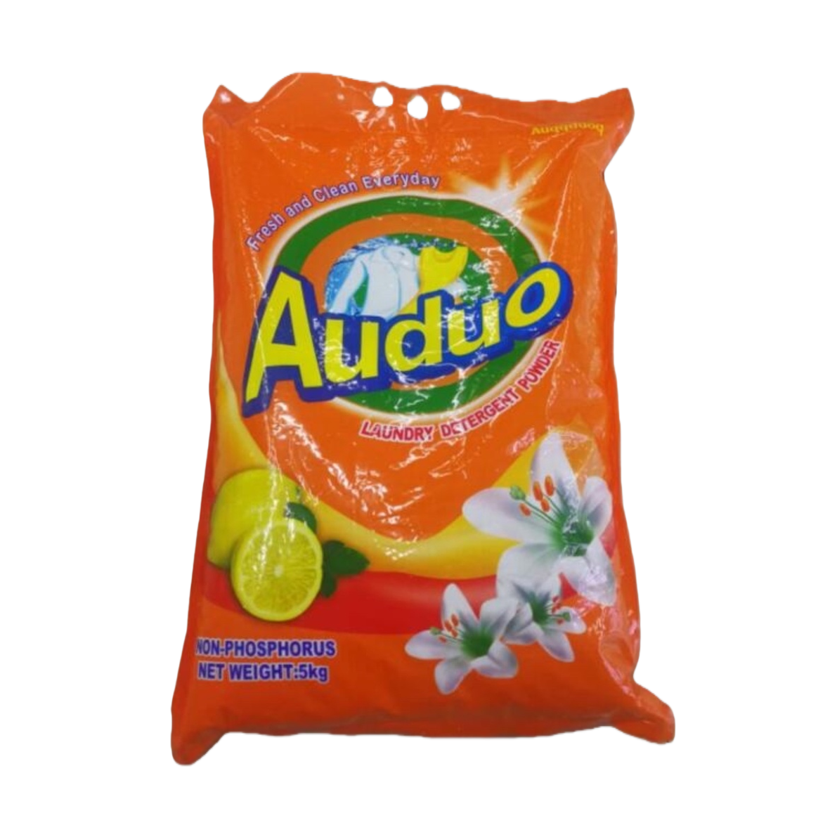 洗衣粉+Auduo洗衣粉包装袋白底实物图