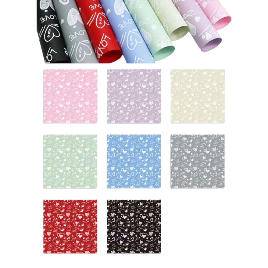 Colored heart-shaped pattern packaging paper, thickened roll paper for general gift decoration Item Picture