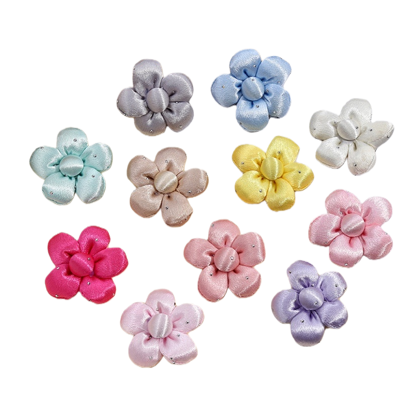 New diamond-encrusted bright silk fabric cotton five-petal flower phone case, bag, pendant and accessory Item Picture