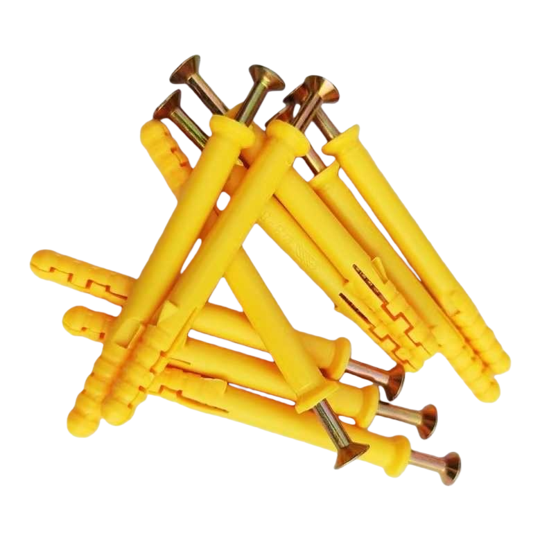 Yellow plastic expansion pipe with screw set, special expansion fasteners for wall fixation Item Picture