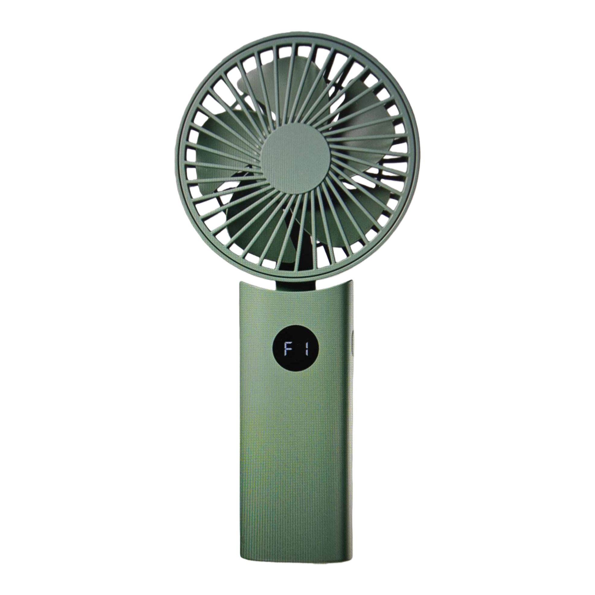 The green portable handheld fan is small, quiet, and can be charged via USB for long battery life Item Picture