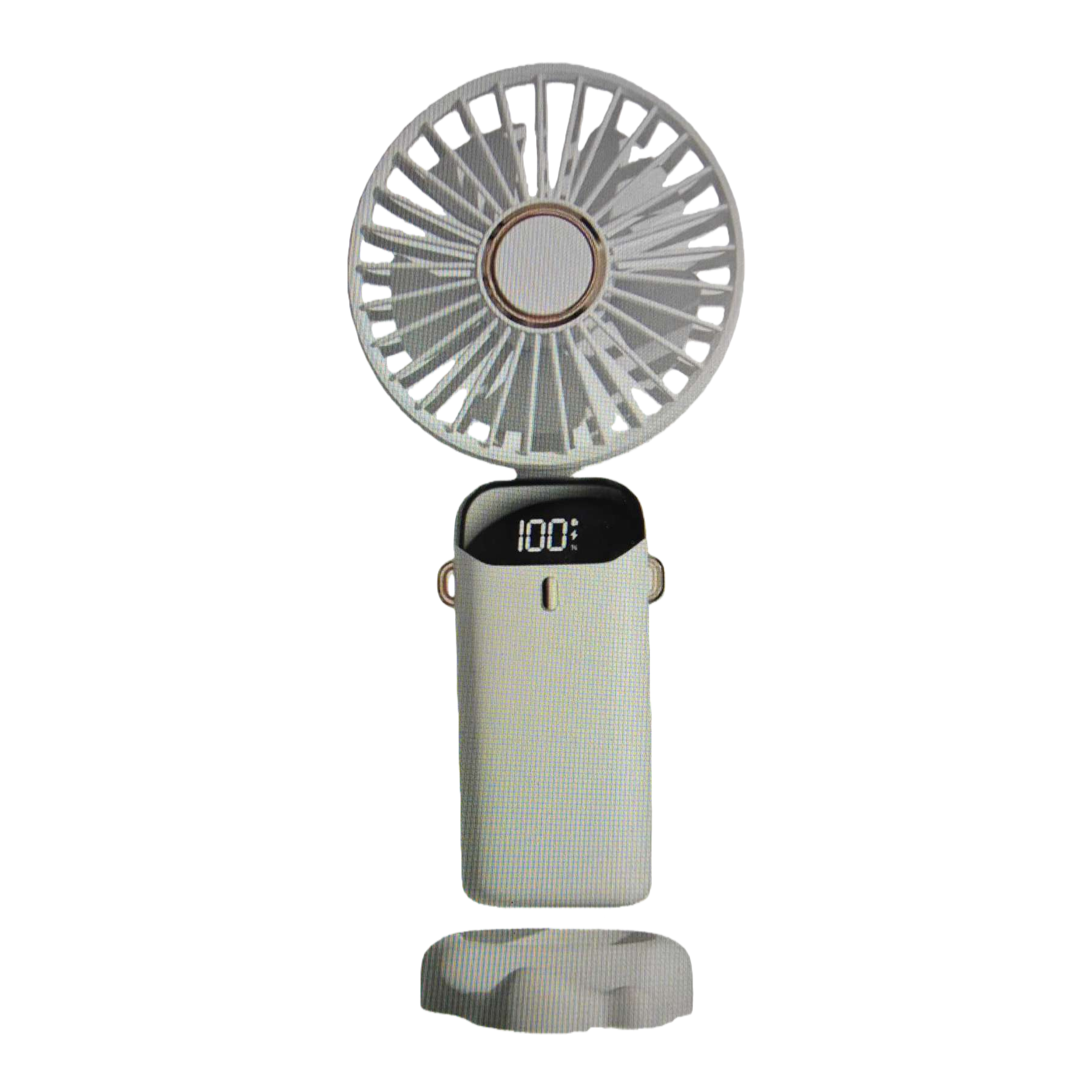 The portable handheld fan is lightweight, quiet and features USB charging Item Picture
