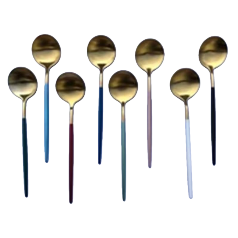 Golden spoon, stainless steel dining spoon, high-end household long-handled soup spoon, kitchen tableware set Item Picture