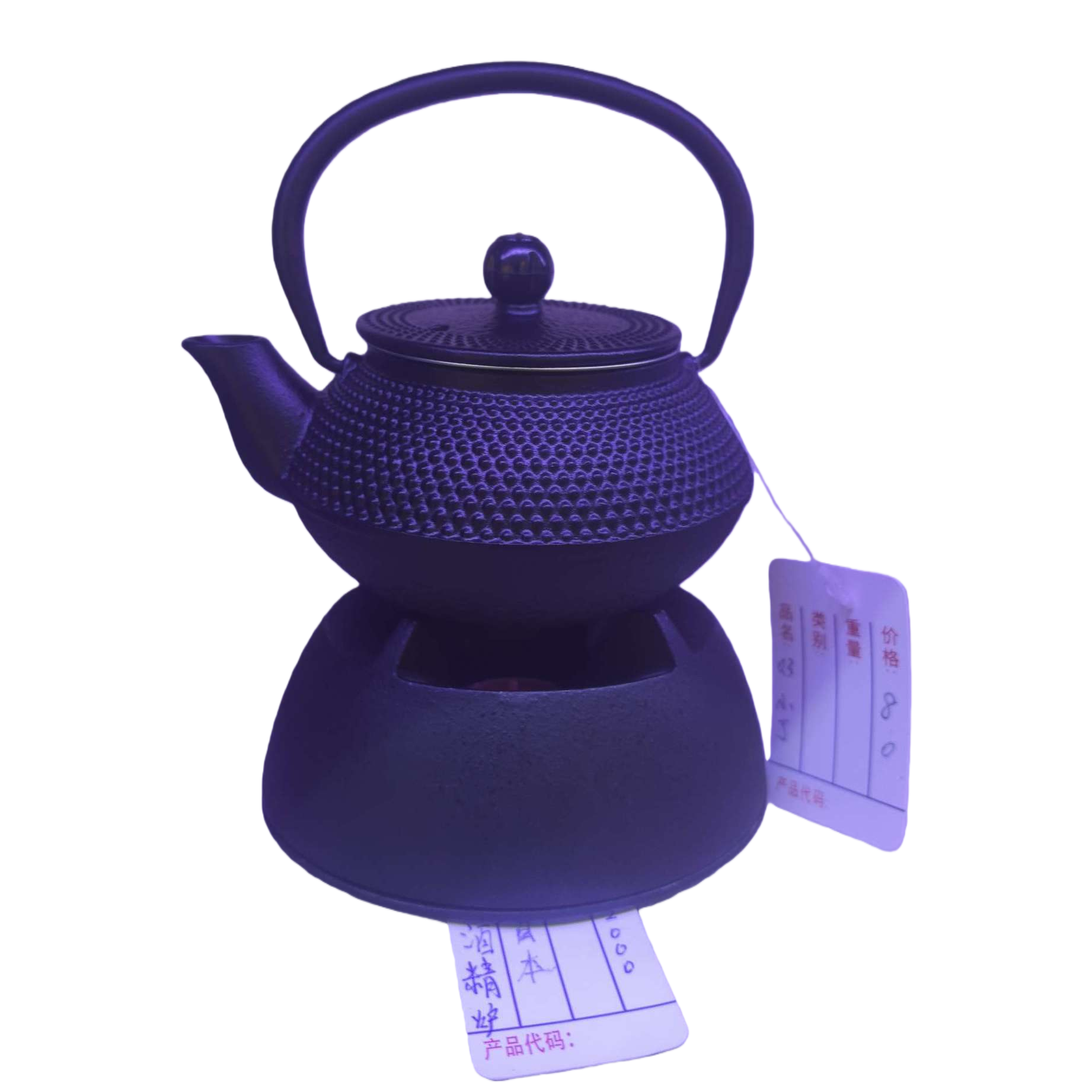黑色铸铁茶壶手工精铸耐高温养生煮茶壶家用厨房用白底实物图
