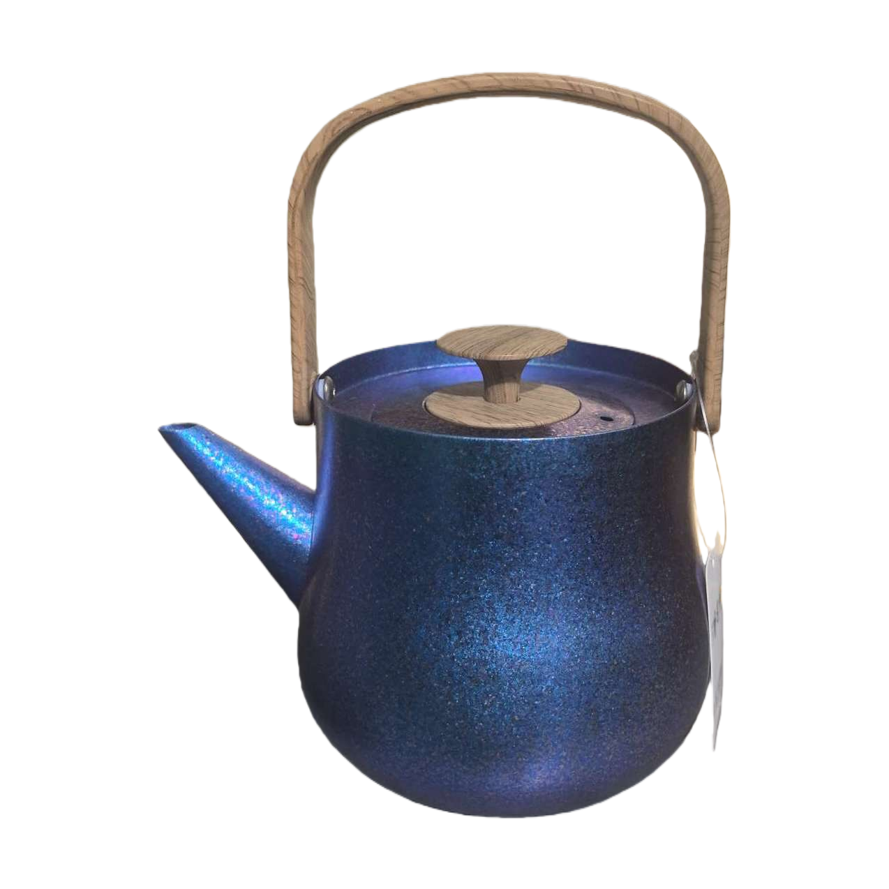 蓝色茶壶主体 陶瓷家用泡茶壶 耐热防烫大容量简约风白底实物图