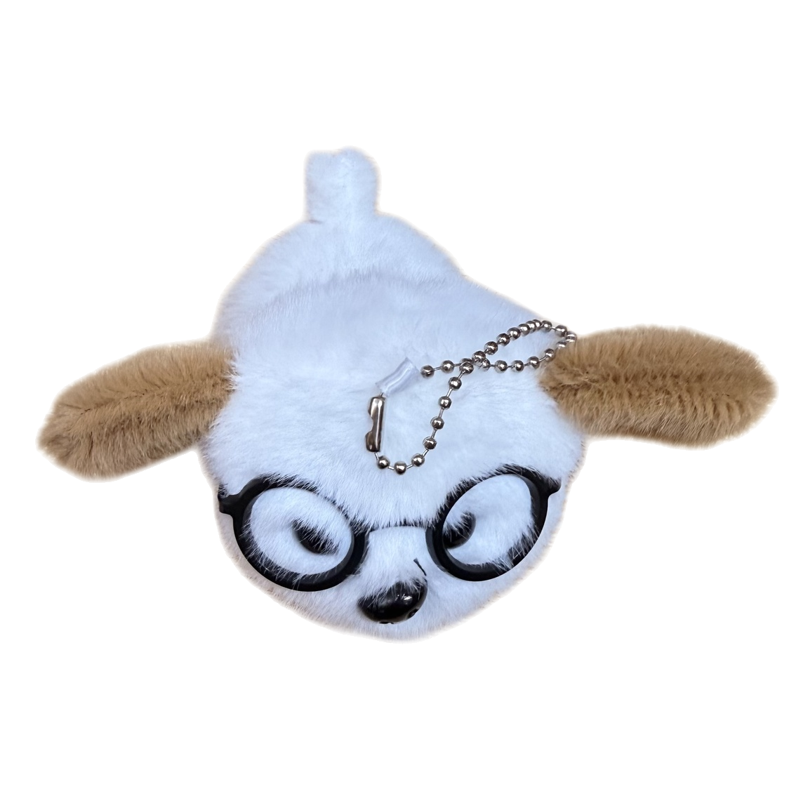 Plush toy with glasses, white little animal pendant, cute and adorable keychain Item Picture