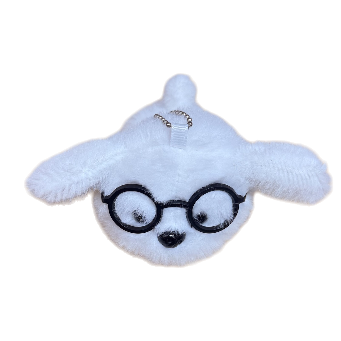 A cute and adorable white rabbit-shaped plush toy pendant with glasses Item Picture