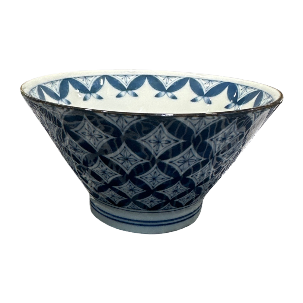 Blue and white patterned ceramic bowl, a simple household meal bowl for serving rice and vegetables Item Picture