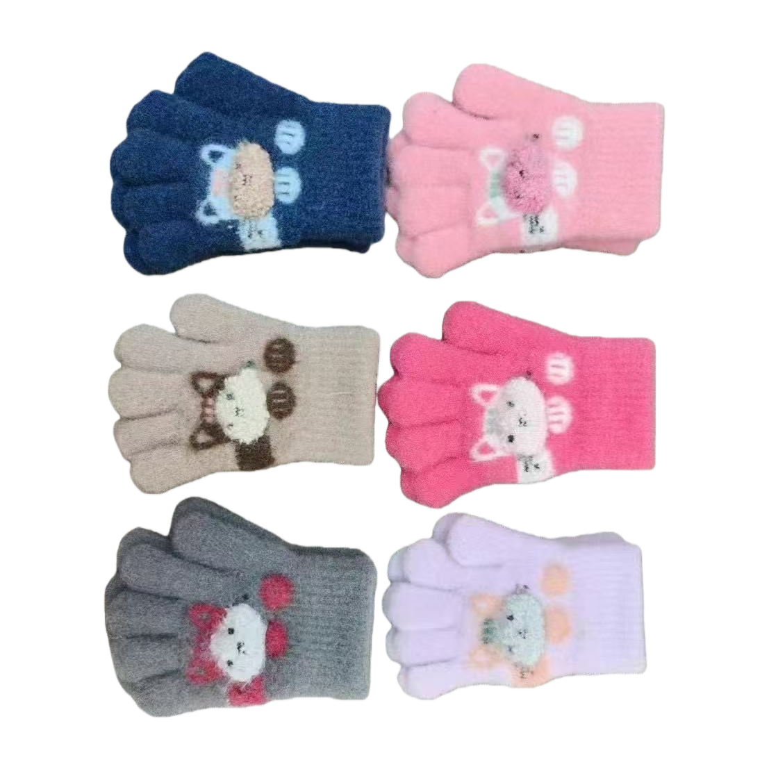 Cute cartoon pattern children's woolen gloves, warm and anti-slip knitted warm gloves Item Picture