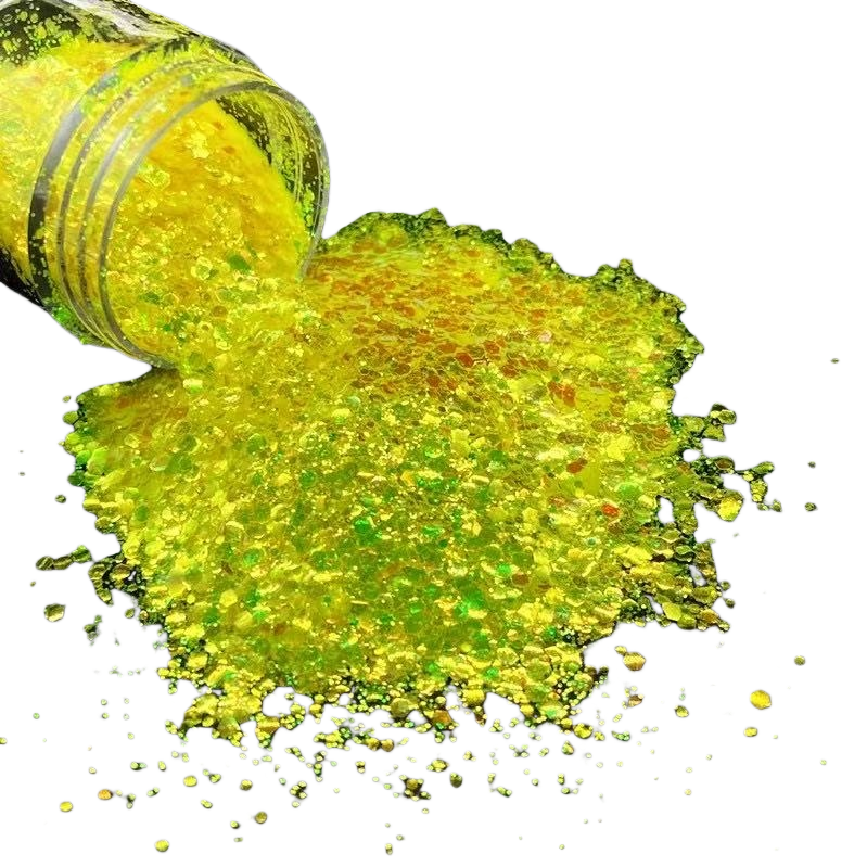 Yellow glitter, glitter nail art decoration, makeup, DIY handmade materials, sequins Item Picture