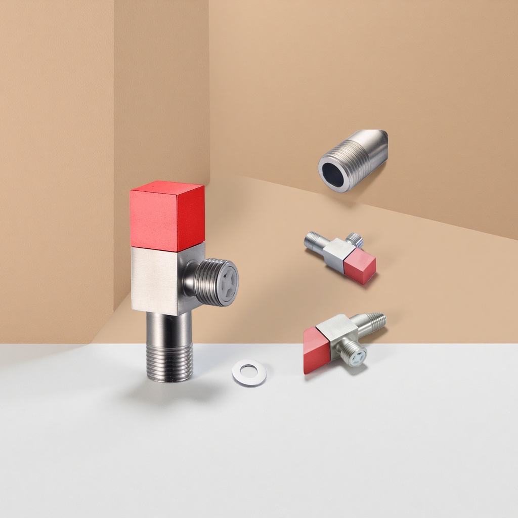 Acero inoxidable engrosado anti-ángulo válvula de ángulo rojo para uso doméstico resistente a alta presión anti-fugas