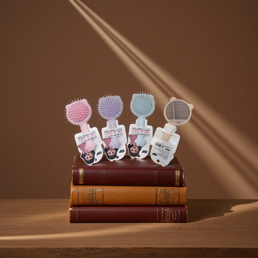 Cute cat-eared comb, flexible anti-static massage comb, portable travel comb Application Scenario