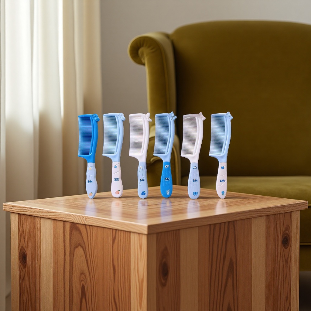 The blue series hair comb is a flexible and anti-static massage comb, a household hair care and styling tool details Picture