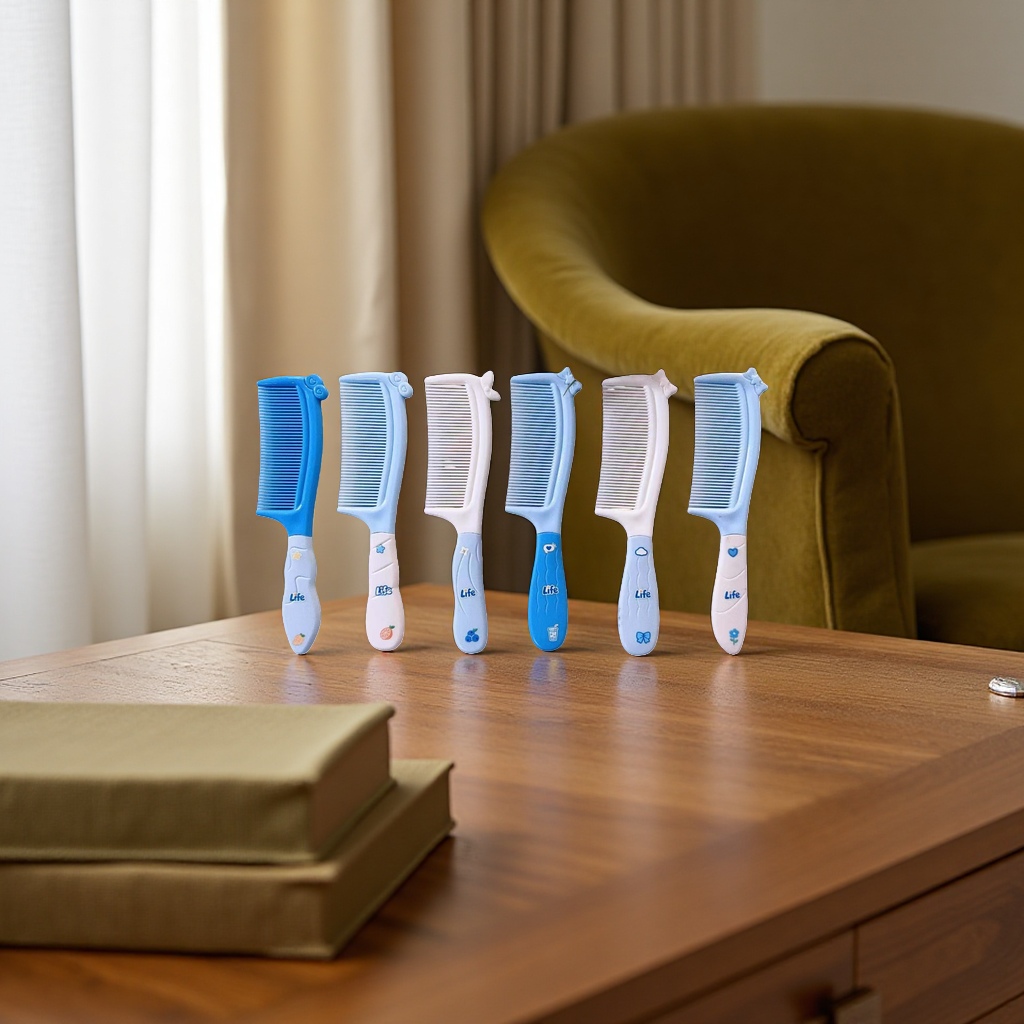 The blue series hair comb is a flexible and anti-static massage comb, a household hair care and styling tool Specification image