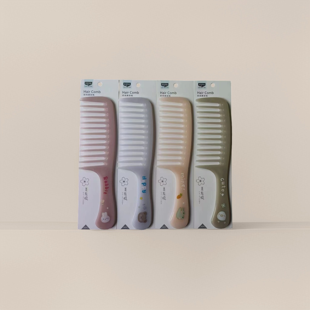Extra-large tooth 9-handle fashionable hair comb set with rabbit, bear, frog and duck in color Application Scenario