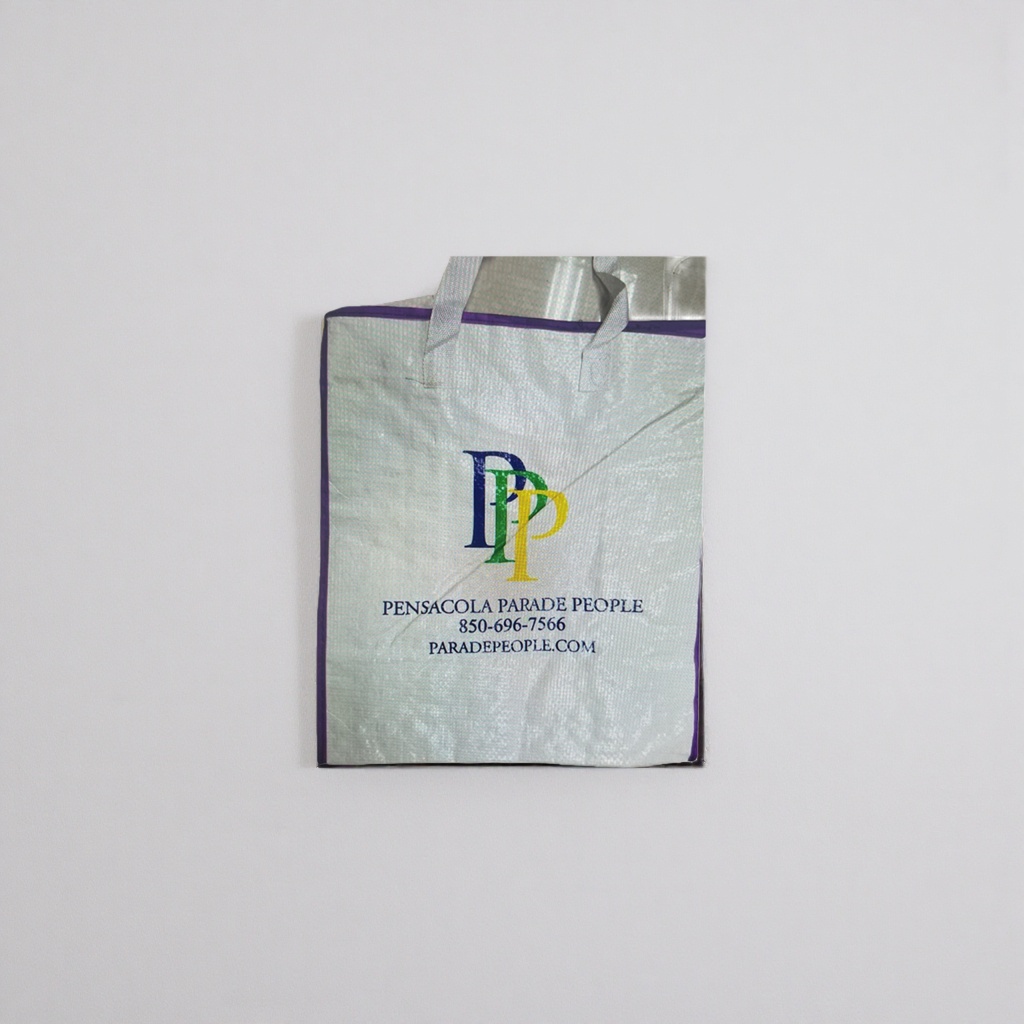 White, purple border, colorful PP logo cloth bag shopping bag Application Scenario