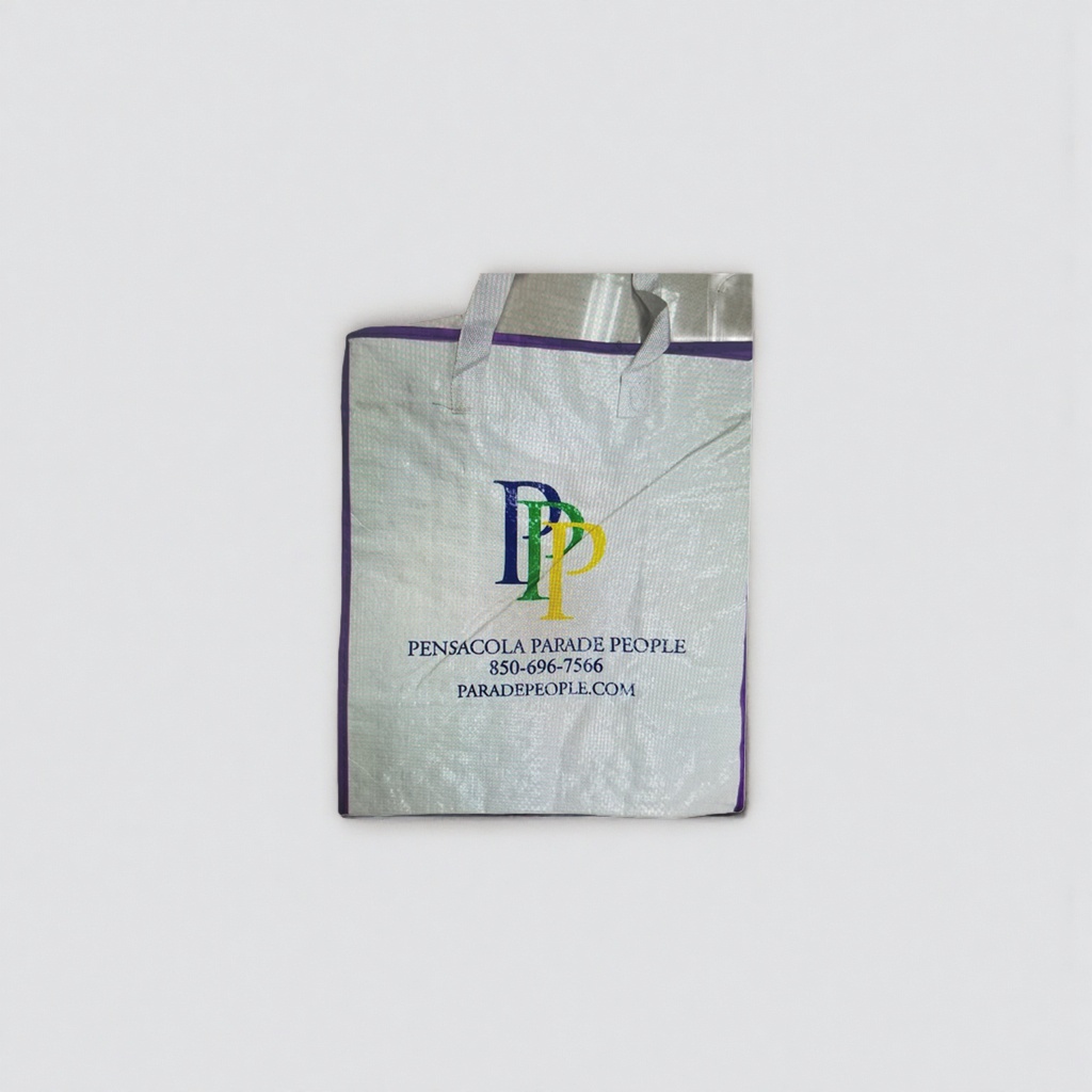 White, purple border, colorful PP logo cloth bag shopping bag details Picture