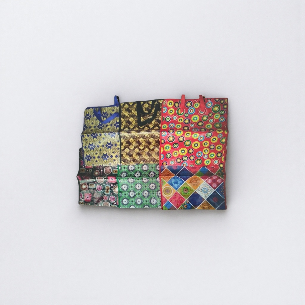 Colorful patterned handbags are fashionable, eco-friendly and reusable shopping bags