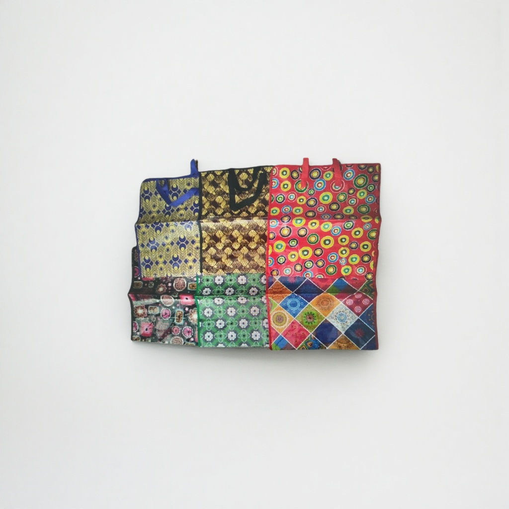 Colorful patterned handbags are fashionable, eco-friendly and reusable shopping bags Application Scenario