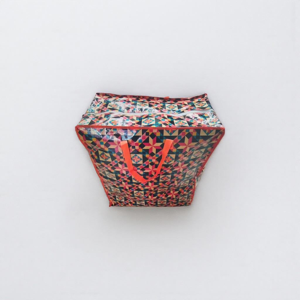 Colorful geometric pattern handbag, fashionable, simple and environmentally friendly shopping bag