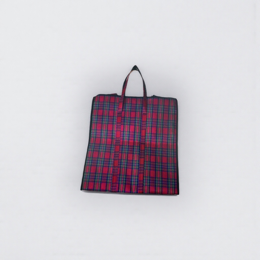 Checkered pattern handbag, large-capacity eco-friendly canvas shopping bag, foldable portable storage bag, 095912721