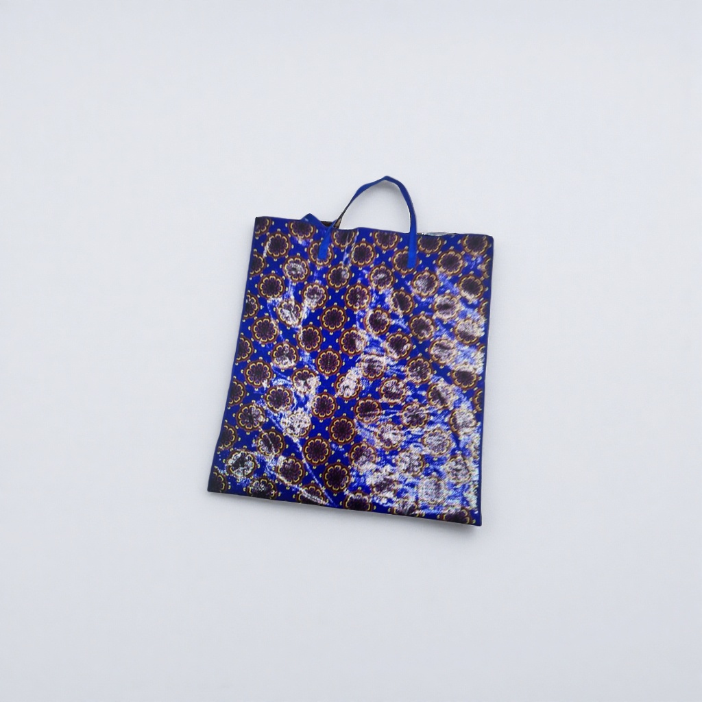 Blue patterned shopping bag, hand-held eco-friendly canvas bag, large-capacity daily storage bag Specification image