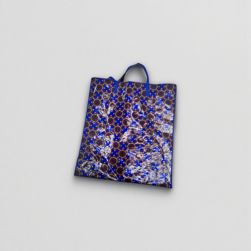 Blue patterned shopping bag, hand-held eco-friendly canvas bag, large-capacity daily storage bag Application Scenario