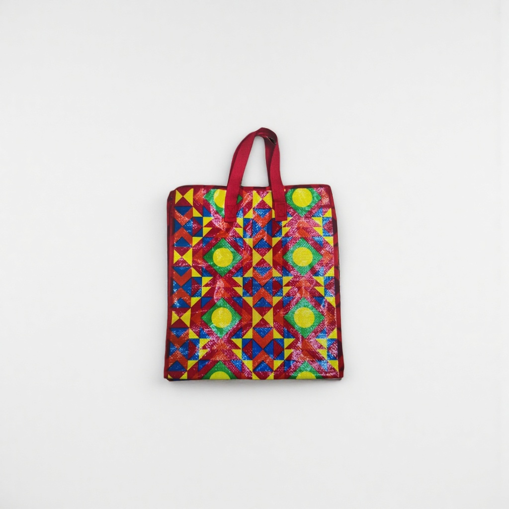 Colorful geometric pattern handbag, fashionable, simple and eco-friendly shopping bag 100109128 Specification image