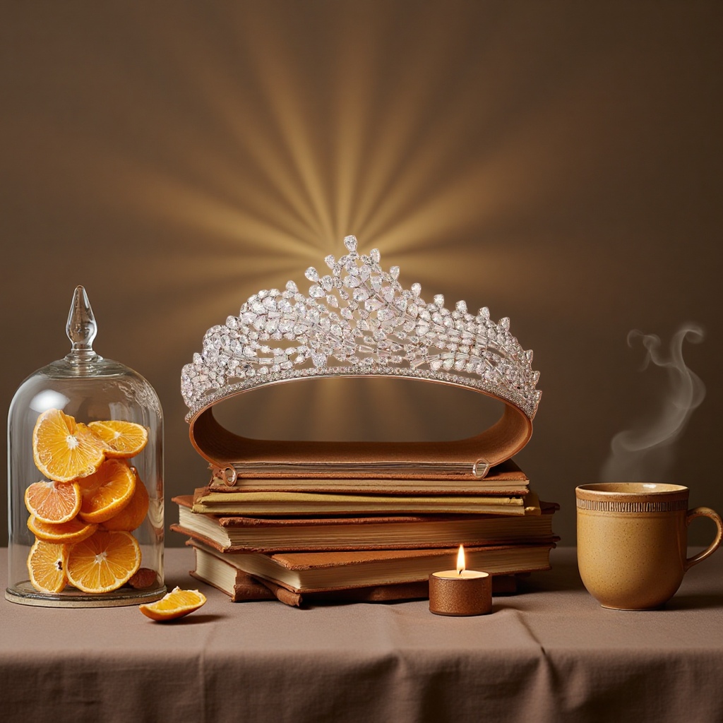 A magnificent diamond tiara hair accessory and a realistic crystal wedding headwear for brides Application Scenario