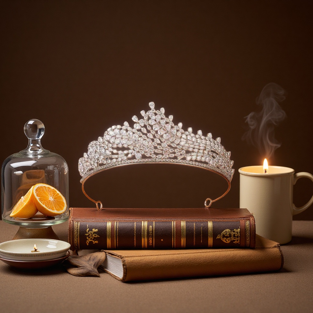 A magnificent diamond tiara hair accessory and a realistic crystal wedding headwear for brides