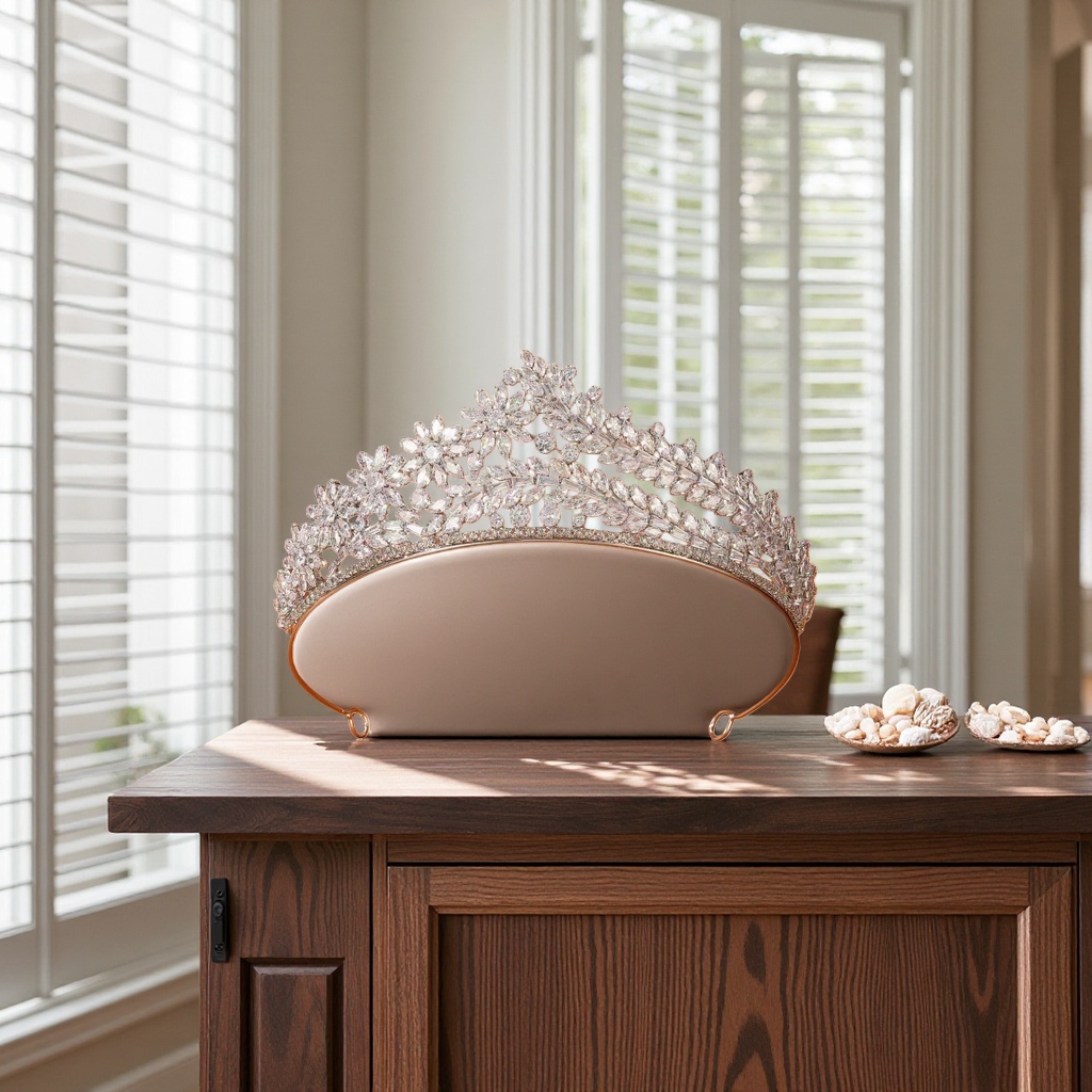 A magnificent diamond floral leaf-shaped crown headpiece
