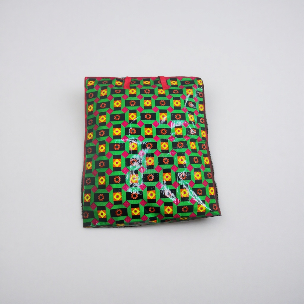 Colorful geometric pattern cloth bag, large-capacity cotton and linen hand-held shopping bag, foldable eco-friendly storage bag Specification image